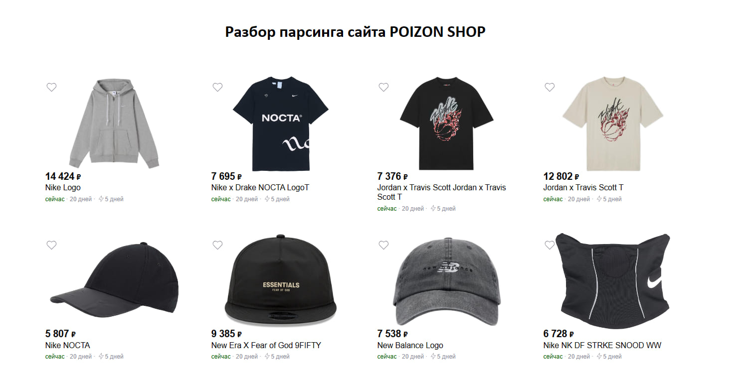 разбор парсинга сайта poizonshop